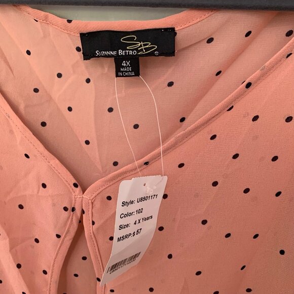 NEW Suzanne Betro polka dot short sleeve cold shoulder lightweight pullover top - Picture 4 of 10